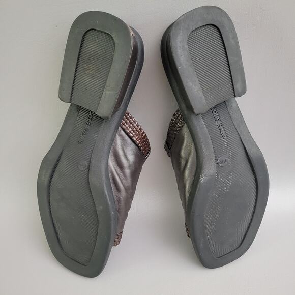 Cole Haan Cassidy Leather Slip On Slides Dark Brown VTG 90s Chunky Heel 10.5 - Picture 9 of 11